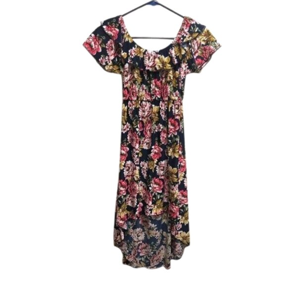Young USA Girls High low Floral Off the Shoulder dress size small - Picture 1 of 4